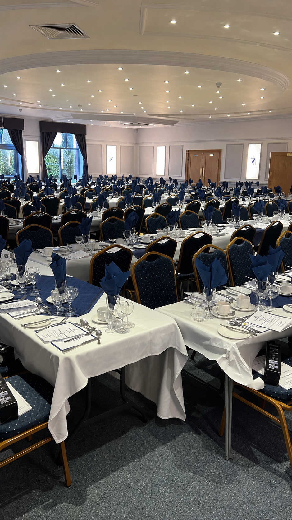 Formal dining room prepared for a lodge festive board
